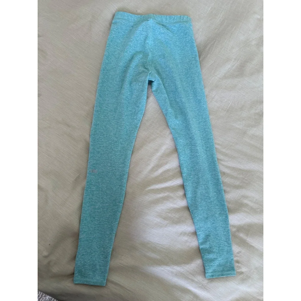 Alo Yoga Alosoft Flow Leggings XS Aqua Blue Heathered High Waist Full Length